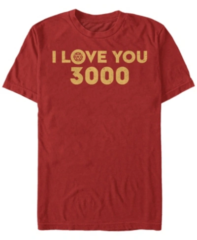 Marvel Men's Avengers Endgame Simple I Love You 3000 Iron Man, Short Sleeve T-shirt In Red