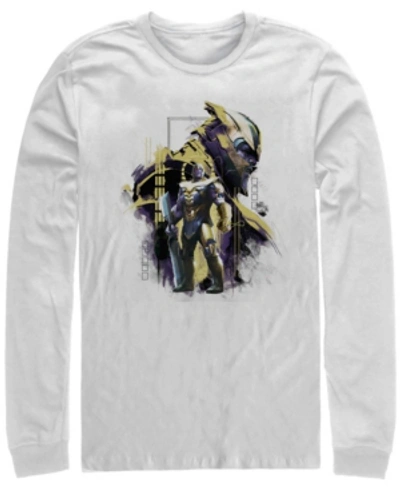 Marvel Men's Avengers Endgame Thanos Mad Titan Side View, Long Sleeve T-shirt In White