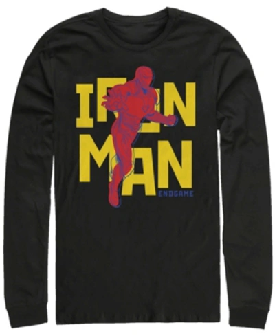 Marvel Men's Avengers Endgame Iron Man 3d Pop Art, Long Sleeve T-shirt In Black