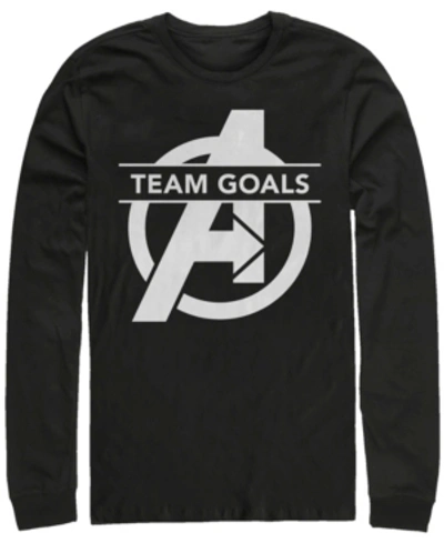 Marvel Men's Avengers Endgame Chest Logo Team Goals, Long Sleeve T-shirt In Black
