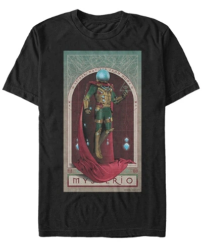 Marvel Men's Spider-man Far From Home Mysterio Playing Card Poster, Short Sleeve T-shirt In Black