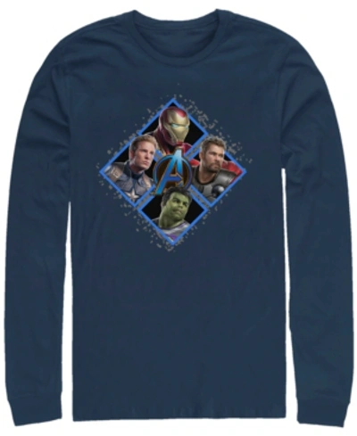 Marvel Men's Avengers Endgame Hero Four Square, Long Sleeve T-shirt In Navy