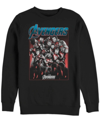 Marvel Men's Avengers Endgame Grayscale Group Poster, Crewneck Fleece In Black