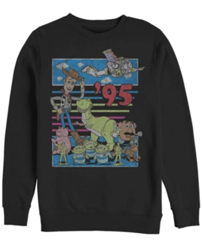 Disney Pixar Men's Toy Story 95 Retro Distressed Colorful, Crewneck Fleece In Black