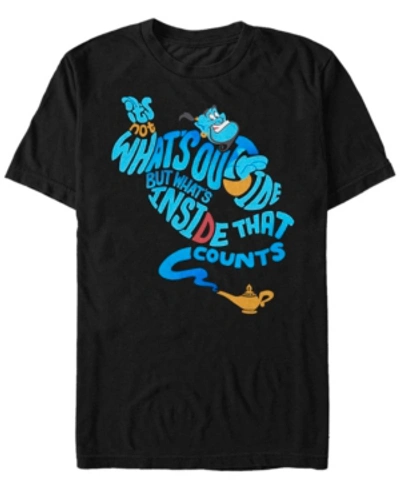 Disney Men's Aladdin Genie Out Bottle Quote, Short Sleeve T-shirt In Black