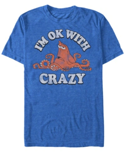 Disney Men's Finding Dory Hank Ok With Crazy, Short Sleeve T-shirt In Royal Blue