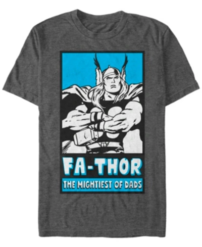 Marvel Men's Classic Comics Thor Mightiest Of Dads Poster, Short Sleeve T-shirt In Dark Gray