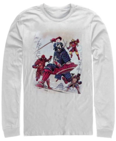 Marvel Men's Classic Hero Samurai Warriors, Long Sleeve T-shirt In White