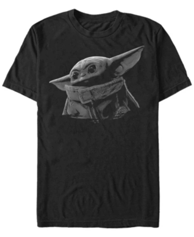 Star Wars Men's  The Mandalorian The Child Grayscale Portrait Short Sleeve T-shirt In Black