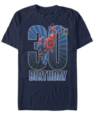 Marvel Men's  Spider-man Swinging 30th Birthday Short Sleeve T-shirt In Navy