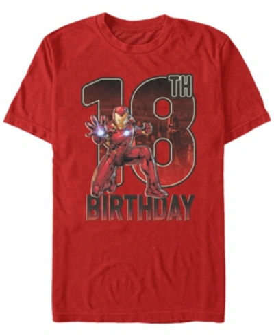Marvel Men's  Iron Man 18th Birthday Action Pose Short Sleeve T-shirt In Red