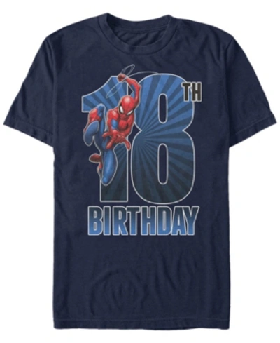 Marvel Men's  Spider-man Swinging 18th Birthday Short Sleeve T-shirt In Navy