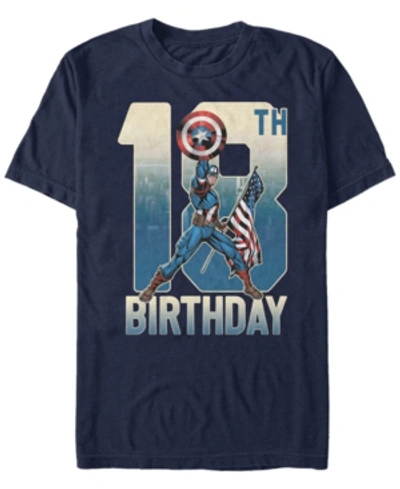 Marvel Men's  Captain America 18th Birthday Short Sleeve T-shirt In Navy