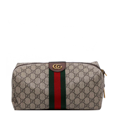 Gucci Porta Osmetici Of The Ophidia Line In Gg Supreme Soft Beige And Ebony In Multi