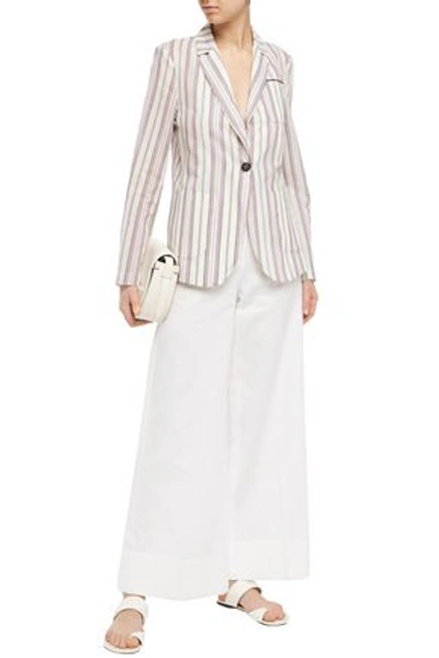 Brunello Cucinelli Linen And Cotton-blend Wide-leg Pants In Ivory