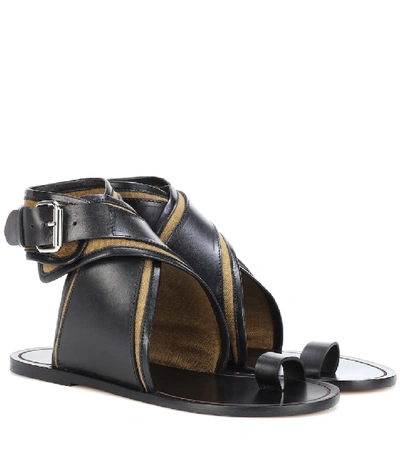 Isabel Marant Johen Leather And Canvas Sandals In Black
