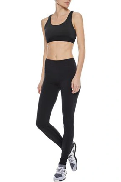 Koral Vertex Disconnect Cutout Metallic Mesh-paneled Stretch Sports Bra In Black