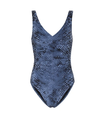 Karla Colletto Bree Snakeskin-print Swimsuit In Blue