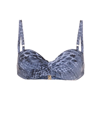 Karla Colletto Isla Snakeskin-print Bikini Top In Blue