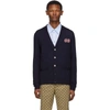 Gucci Navy Thin Knit Gg Cardigan In Blue