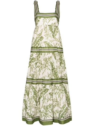 Zimmermann Empire Printed Cotton Maxi Dress In Green