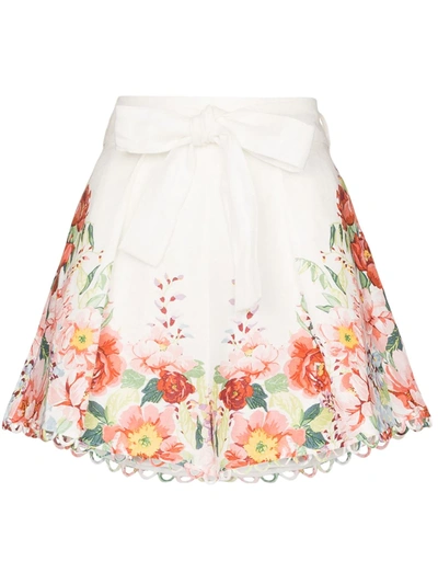 Zimmermann Bellitude Floral-print Linen Shorts In Multi