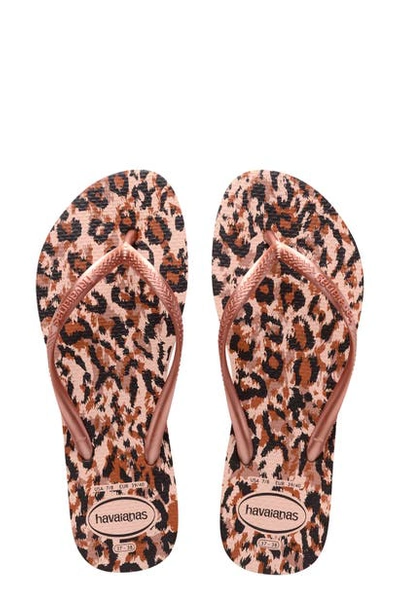 Havaianas Slim Leopard-print Rubber Flip-flops In Ballet Rose