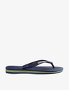 Havaianas Logo-embellished Rubber Flip-flops In Brasil Logo Navy Blu