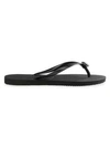 Havaianas Slim Crystal Poem Embellished Rubber Flip-flops In Black/metallic Grey