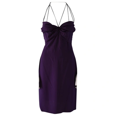 Pre-owned Gucci Silk Mid-length Dress In Purple