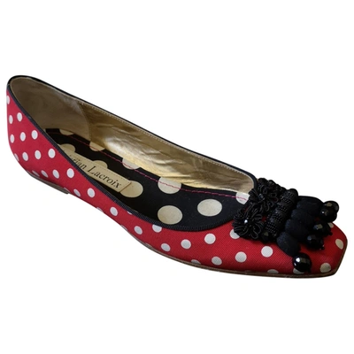 Pre-owned Christian Lacroix Cloth Ballet Flats In Red