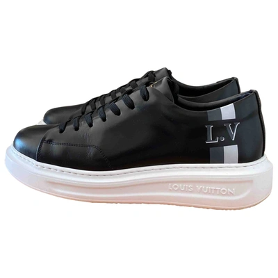 Pre-owned Louis Vuitton Beverly Hills Leather Low Trainers In Black