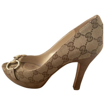 Pre-owned Gucci Cloth Heels In Khaki