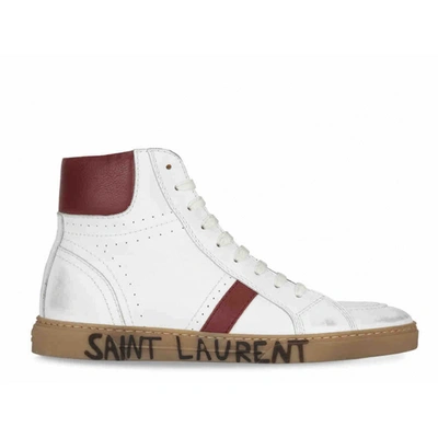 Pre-owned Saint Laurent Joe Leather High Trainers In White