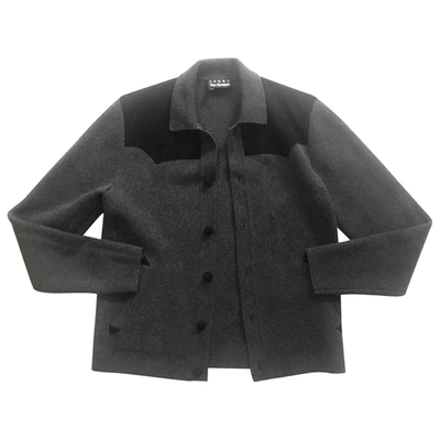 Pre-owned The Kooples Wool Cardi Coat In Anthracite