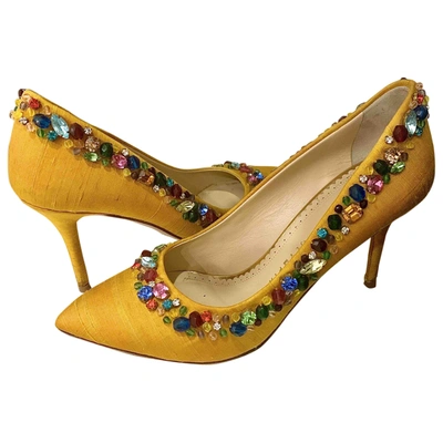 Pre-owned Charlotte Olympia Cloth Heels In Yellow