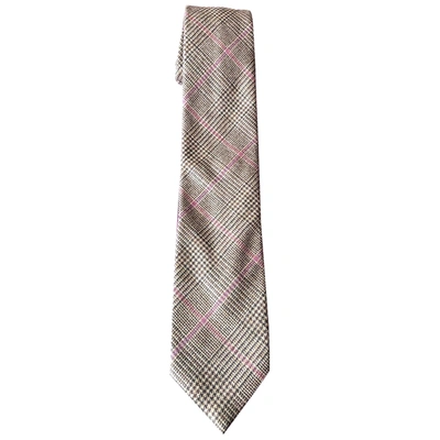 Pre-owned Carolina Herrera Wool Tie In Brown