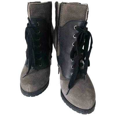 Pre-owned Replay Leather Snow Boots In Grey