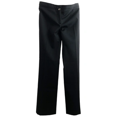 Pre-owned Ferragamo Wool Straight Trousers In Black