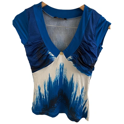 Pre-owned Roberto Cavalli Silk T-shirt In Blue