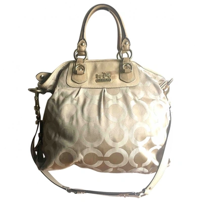 Pre-owned Coach Madison Phoebe Cloth Handbag In Gold