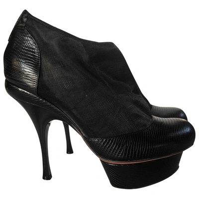 Pre-owned Nina Ricci Leather Ankle Boots In Black
