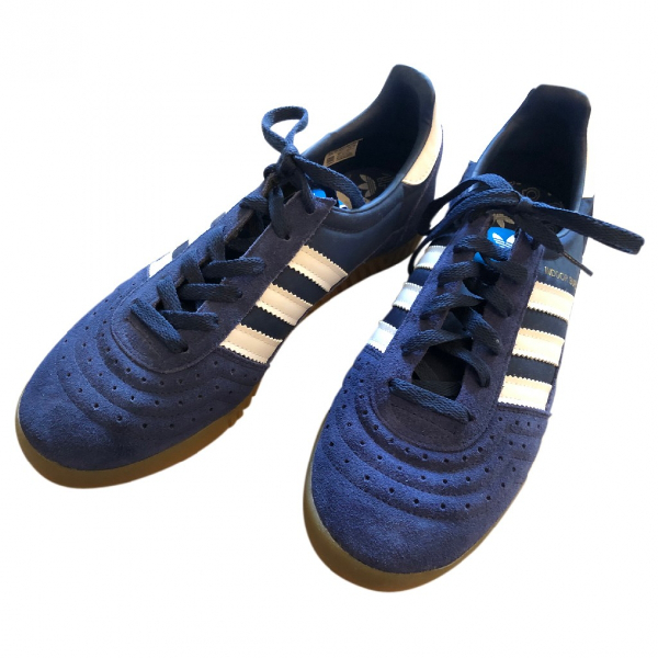 adidas navy leather trainers