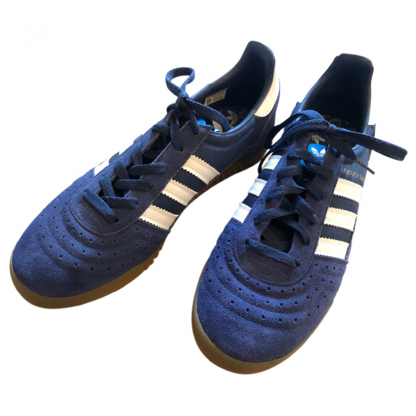 adidas blue leather trainers