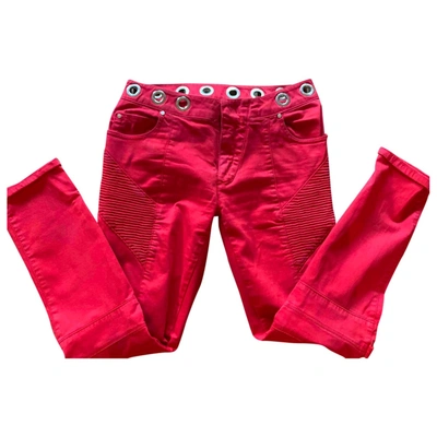 Pre-owned Balmain Slim Pants In Red