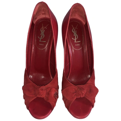 Pre-owned Saint Laurent Palais Leather Heels In Red