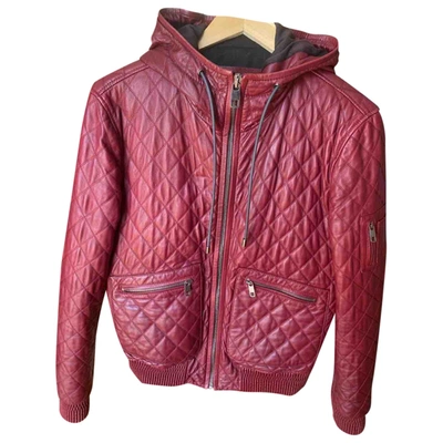 Pre-owned Dolce & Gabbana Leather Jacket In Burgundy