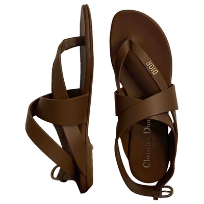 Pre-owned Dior Leather Sandal In Brown