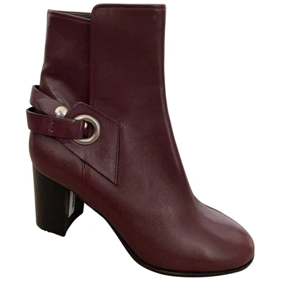 Pre-owned Isabel Marant Leather Ankle Boots In Burgundy