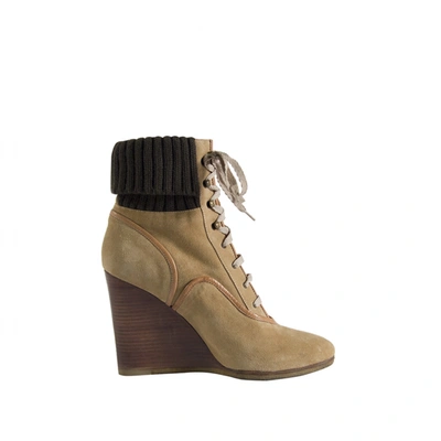 Pre-owned Chloé River Lace Up Boots In Beige